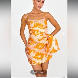 STERLING GATHERED WAIST EMBROIDERY MINI DRESS ORANGE - Angel Biba